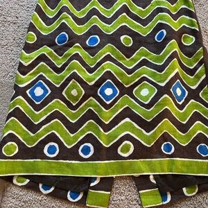 Worth Chocolate Brown Blue Green Skirt Vintage Printed Geometric Sz M
